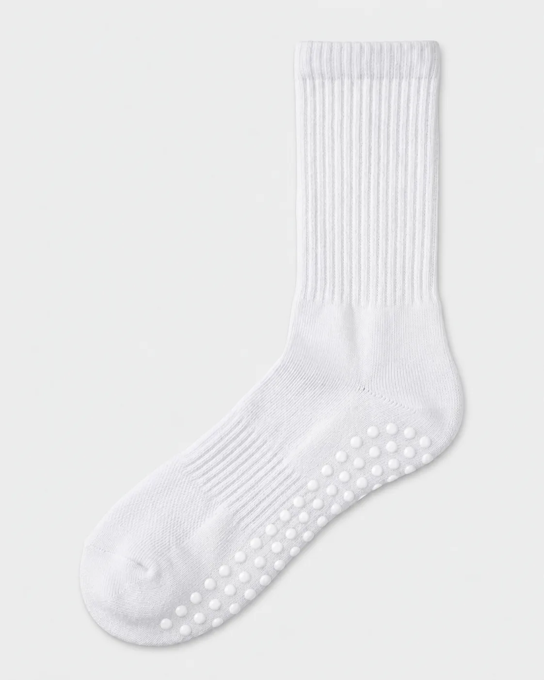 Goren Socks white ribbed grip sock with silicone dot sole, ready to brand